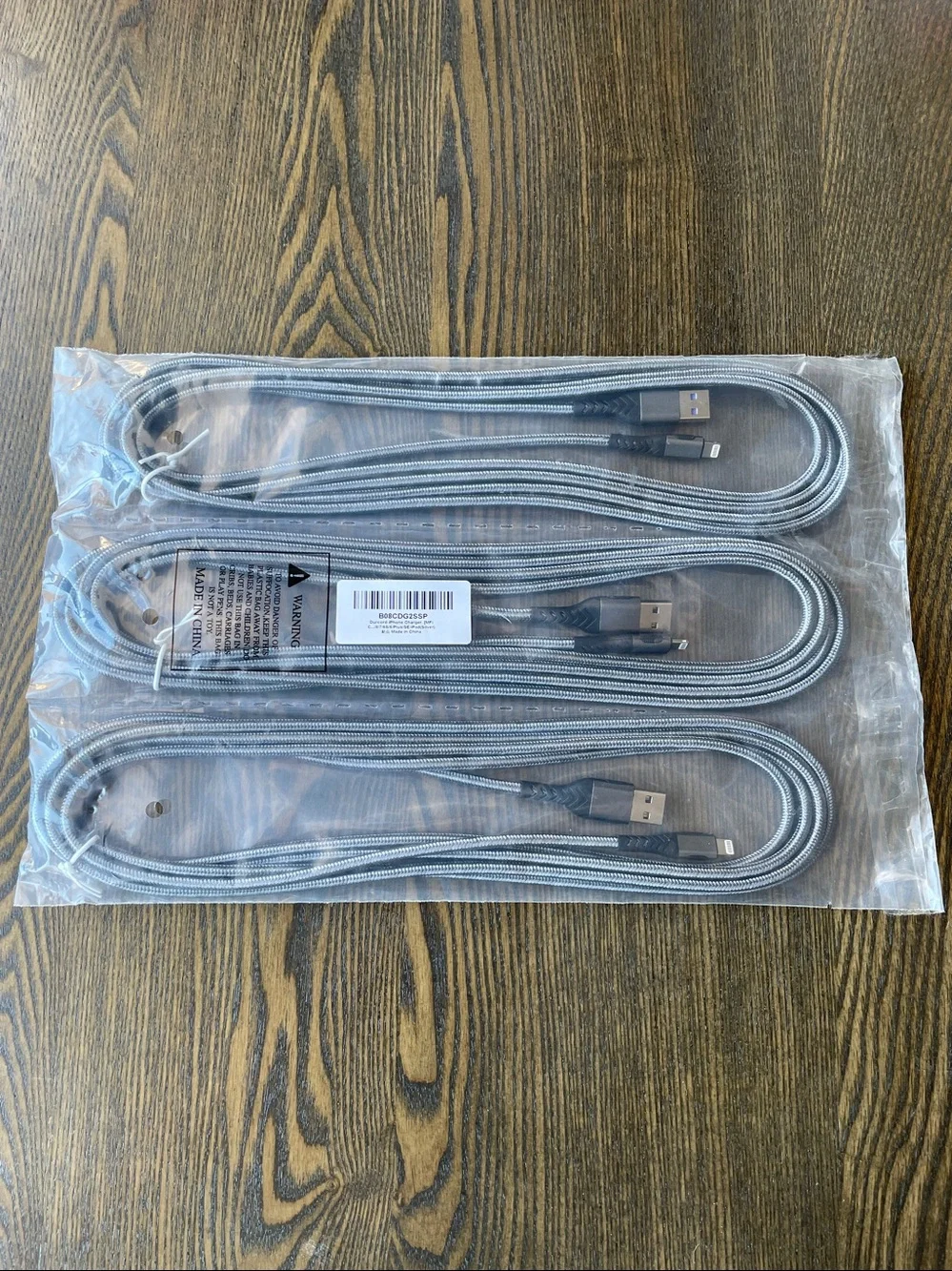 Lightning to USB Charging Cable 3-pack. Universal Braided – Gray